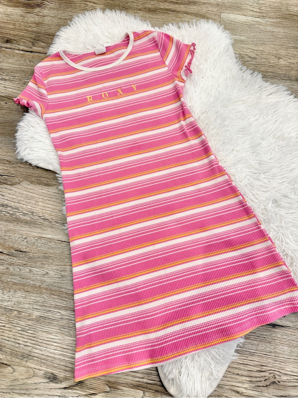 ROXY Girls Rib Knit Dress Stripe 90s Surfer Back to School Tween